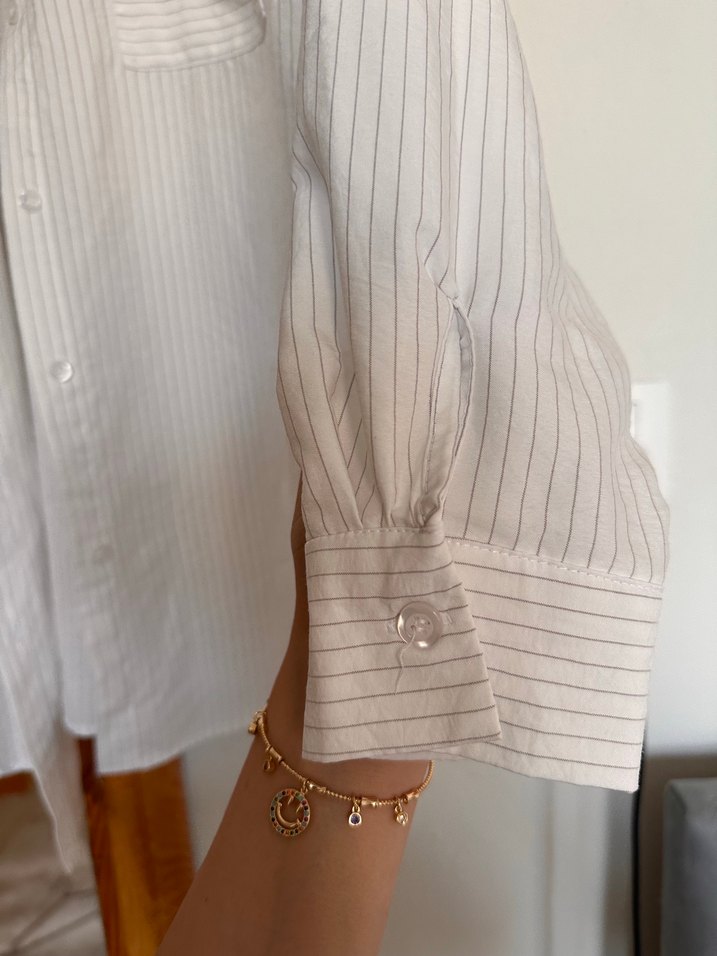 Düğmeli Gömlek Yaka Kadın Keten Gömlek - Görsel 4