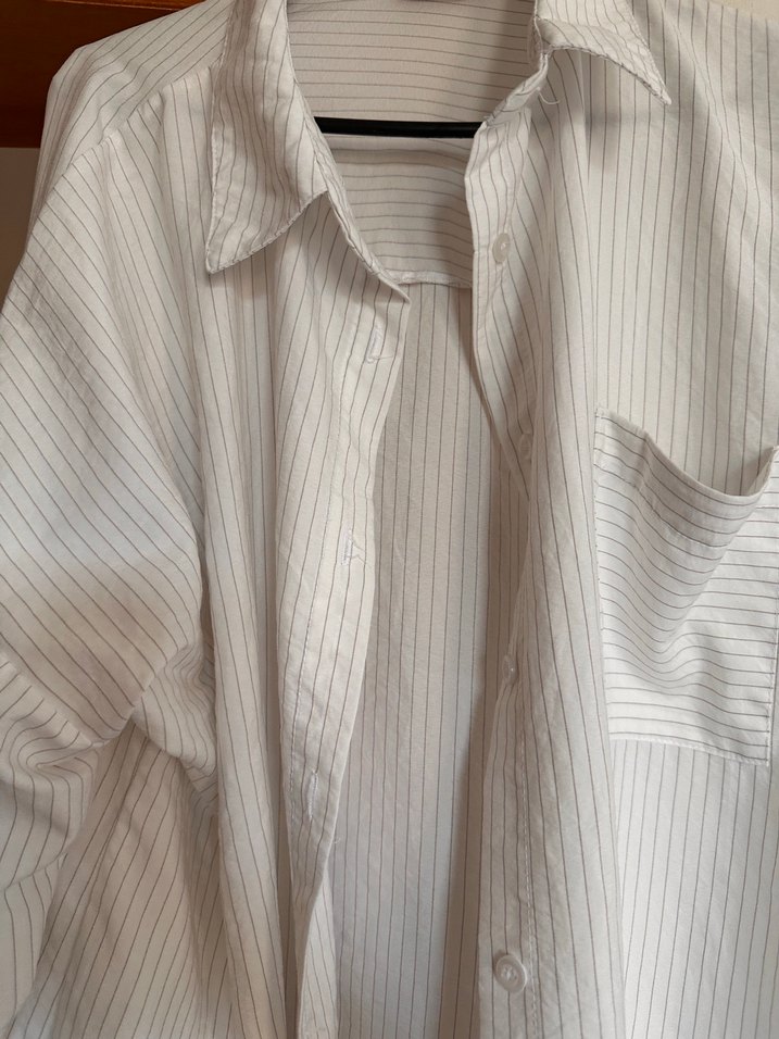 Düğmeli Gömlek Yaka Kadın Keten Gömlek - Görsel 5