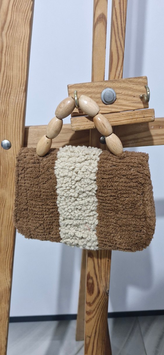 Örgü Kahverengi Bohem Kadın Çanta - Görsel 2