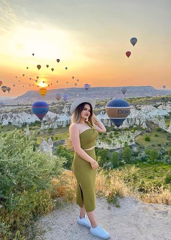 Trendyol & Milla Kadın Mini Haki Straplez Elbise