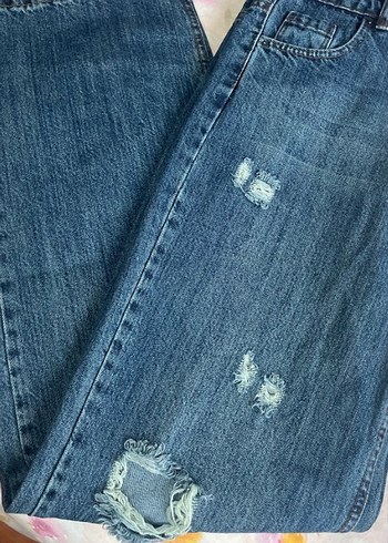Kadın Mavi Salaş Kot Pantolon - Görsel 3