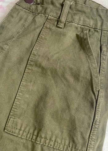 Kadın Keten Bol Kesim Haki Pantolon - Görsel 2