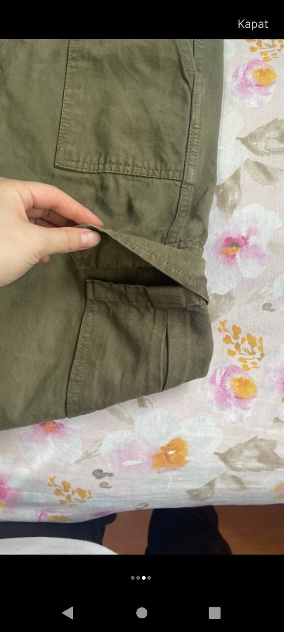 Kadın Keten Bol Kesim Haki Pantolon - Görsel 3