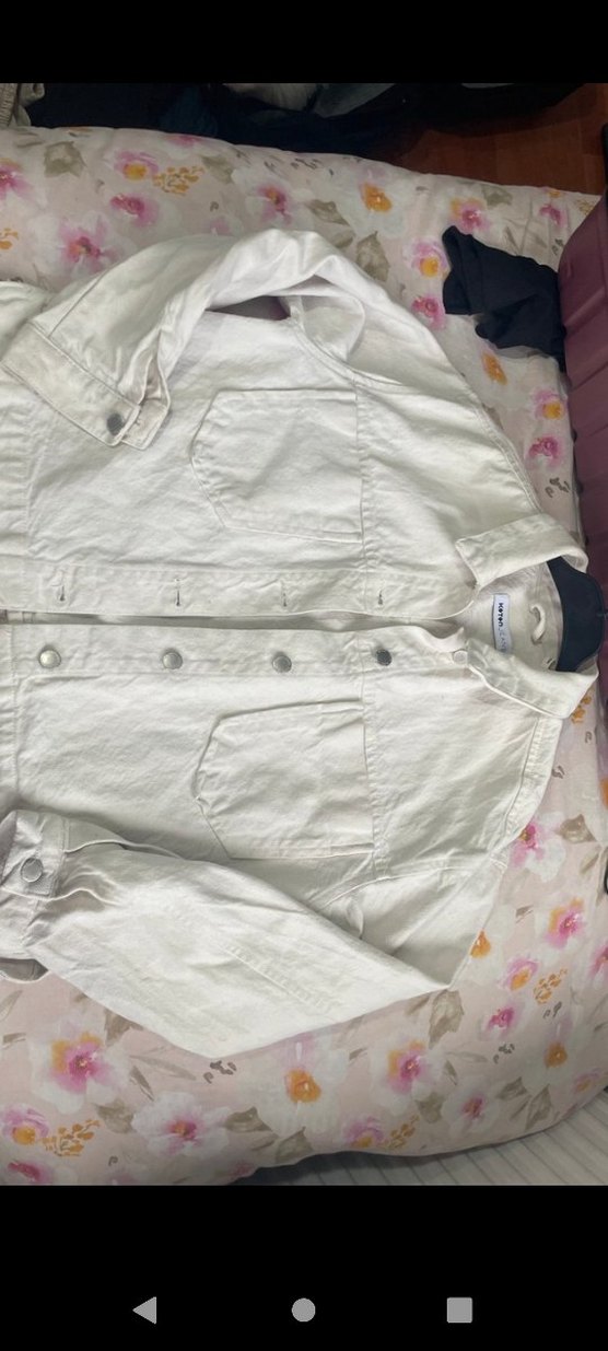 Kadın Beyaz Düğmeli Midi Denim Ceket - Görsel 3