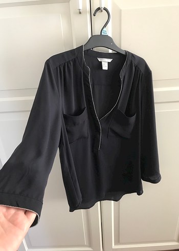 H&M Siyah V Yaka bluz - Görsel 7