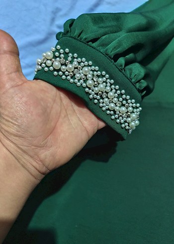 Uzun Yeşil tesettür takım - Görsel 4