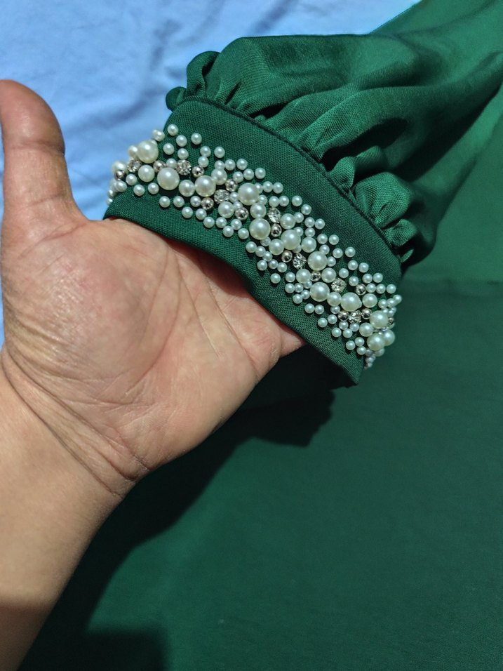 Uzun Yeşil tesettür takım - Görsel 4