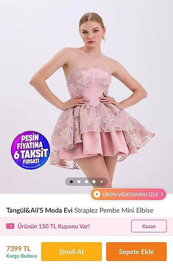 36 Beden pembe Renk Tangül alis mini elbise