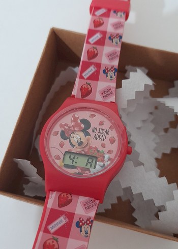 Kırmızı Minnie Mouse kız çocuk Kol Saati - Görsel 2