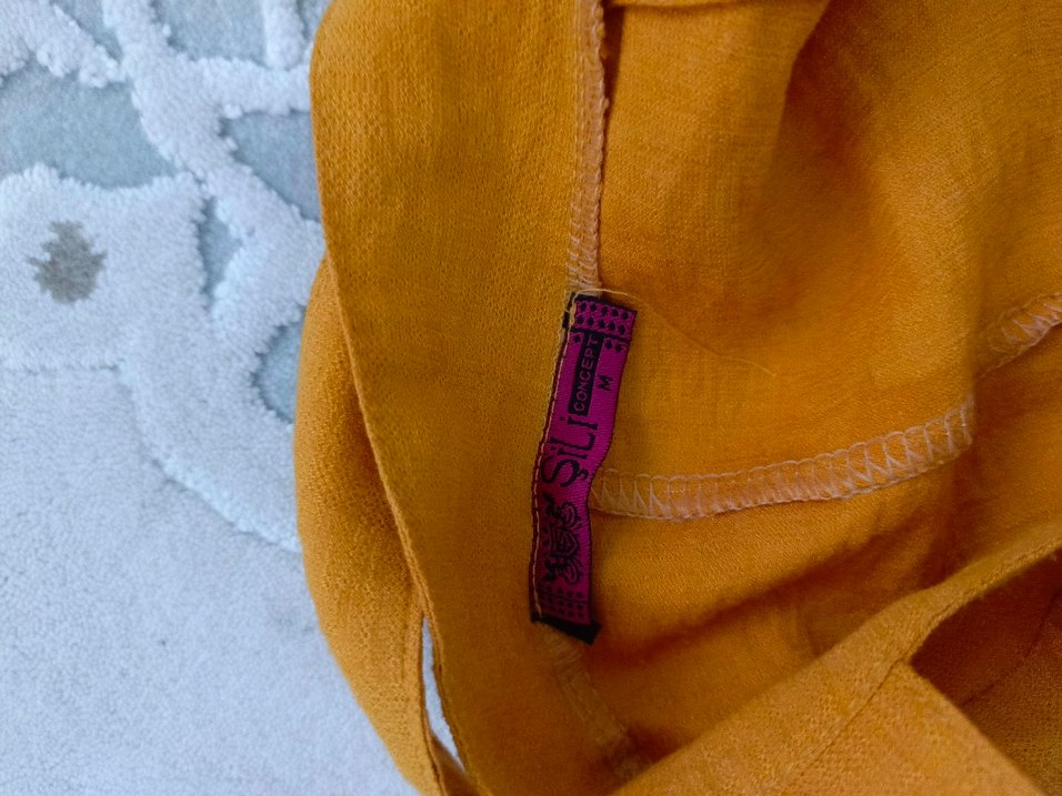 Sarı Keten Askılı Midi Kadın Tulum - Görsel 2