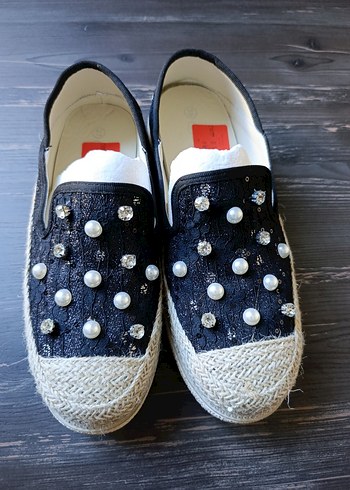 Guja İnci Detaylı Mavi Denim Kadın Spor Ayakkabı - Görsel 3