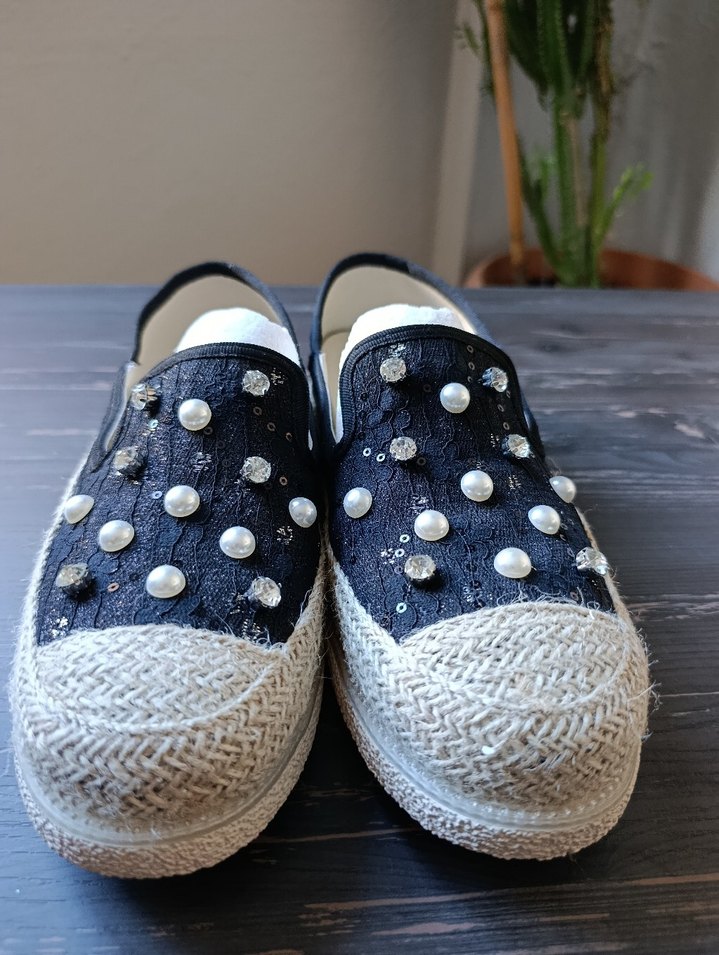 Guja Boncuk İşlemeli Kot Kadın Platform Sneaker - Görsel 3