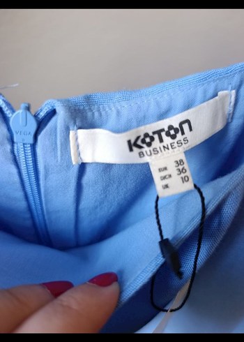 Koton Kolsuz Mavi Keten Mini Elbise - Görsel 2