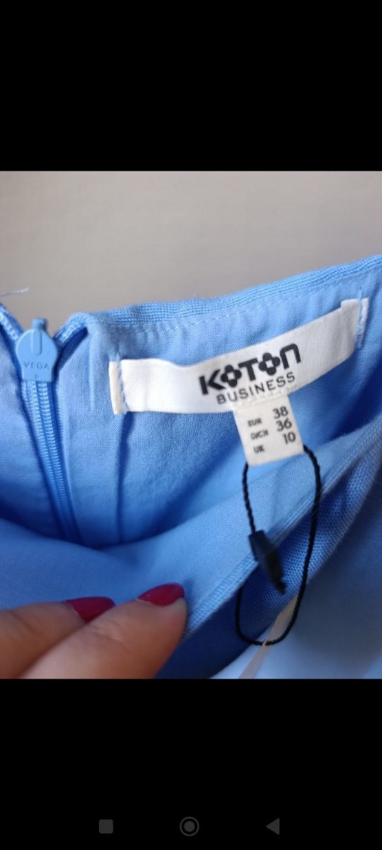 Koton Kolsuz Mavi Keten Mini Elbise - Görsel 2