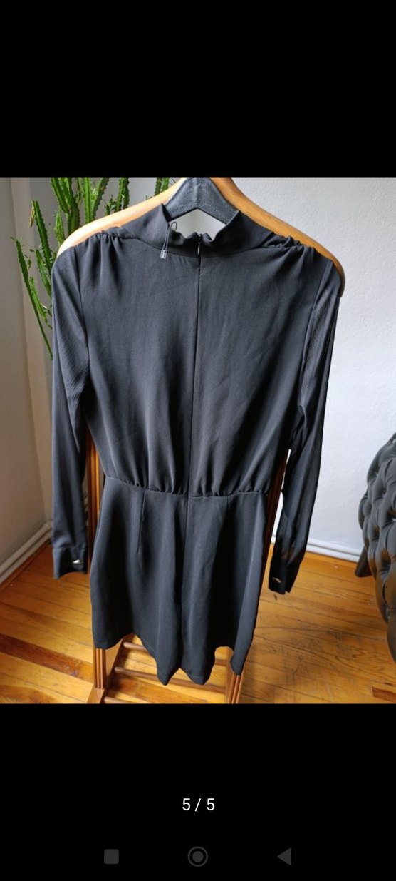 Düğmeli Siyah Mini tulum - Görsel 5