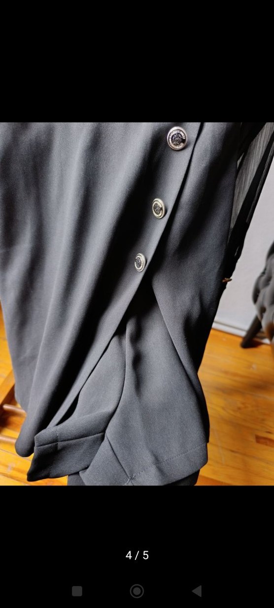 Düğmeli Siyah Mini tulum - Görsel 4