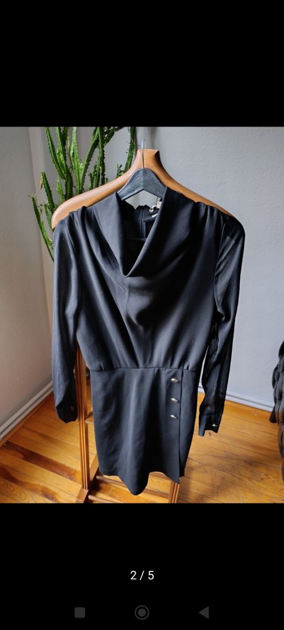 Düğmeli Siyah Mini tulum - Görsel 2