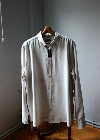 Nautica Ekru Minimal Uzun Kollu Gomlek