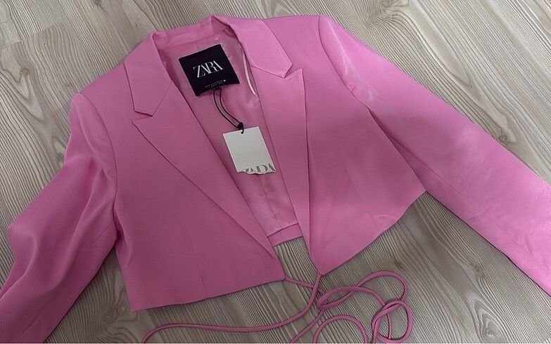 s Beden pembe Renk Zara Crop Blazer Ceket