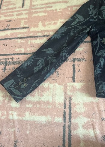 Diğer Çiçek Baskılı Mavi Kadın Denim Ceket