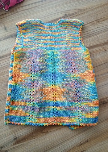 Renkli Örgü Kız Çocuk V Yaka yelek - Görsel 5