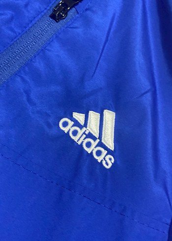Mavi Adidas Kapüşonlu Erkek Rüzgarlık