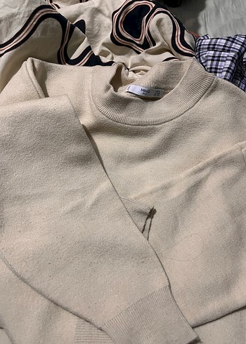 Mango Bej Pamuklu Kadın Salaş Kazak mango sweatshirt kazak
