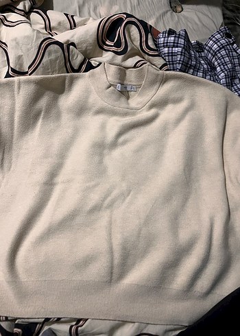 Bej Pamuklu Kadın Salaş Kazak mango sweatshirt kazak