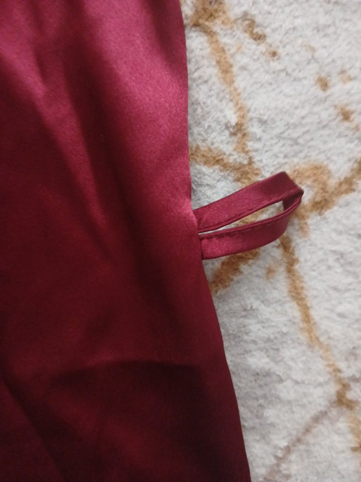 Bordo Uzun Kollu Kadın sabahlik - Görsel 4
