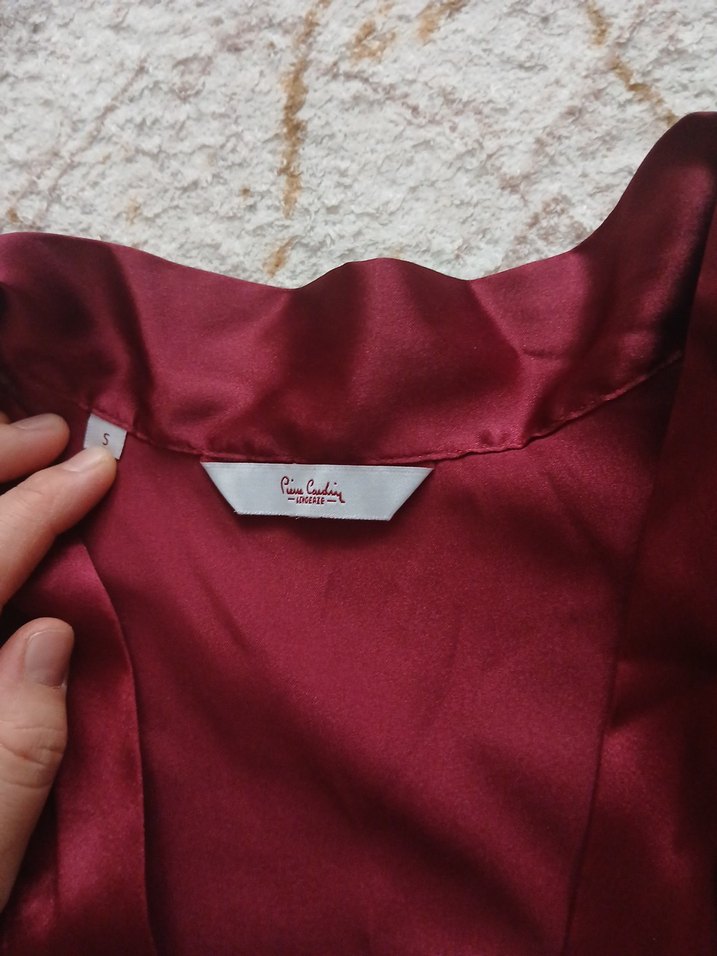 Bordo Uzun Kollu Kadın sabahlik - Görsel 2