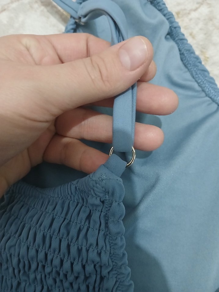 Mavi Örgü Detaylı Kadın Mayo - Görsel 5