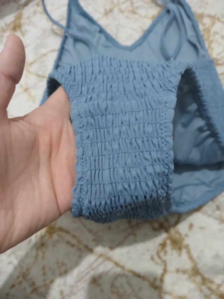 Mavi Örgü Detaylı Kadın Mayo - Görsel 4