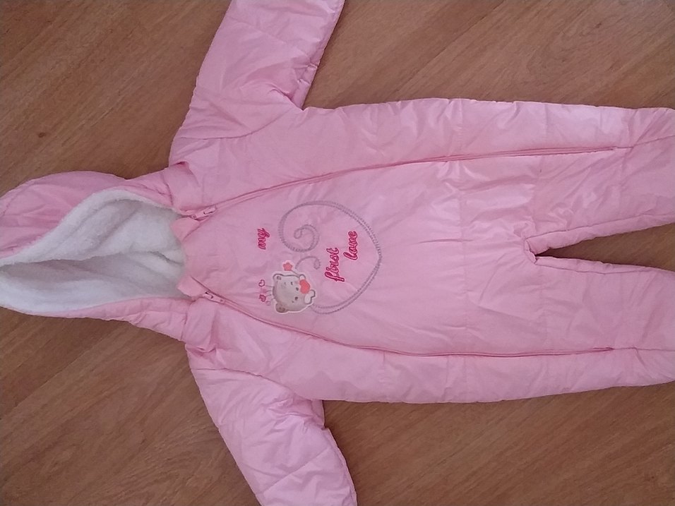 Kız Bebek Pembe Kürklü Kapüşonlu Tulumu - Görsel 5