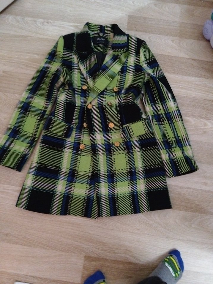 Düğmeli Çok Renkli Kadın Ekose Blazer - Görsel 3