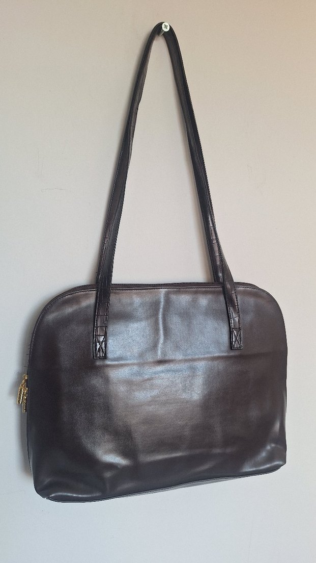 Acı kahve Desenli Deri evrak/laptop Çanta - Görsel 3