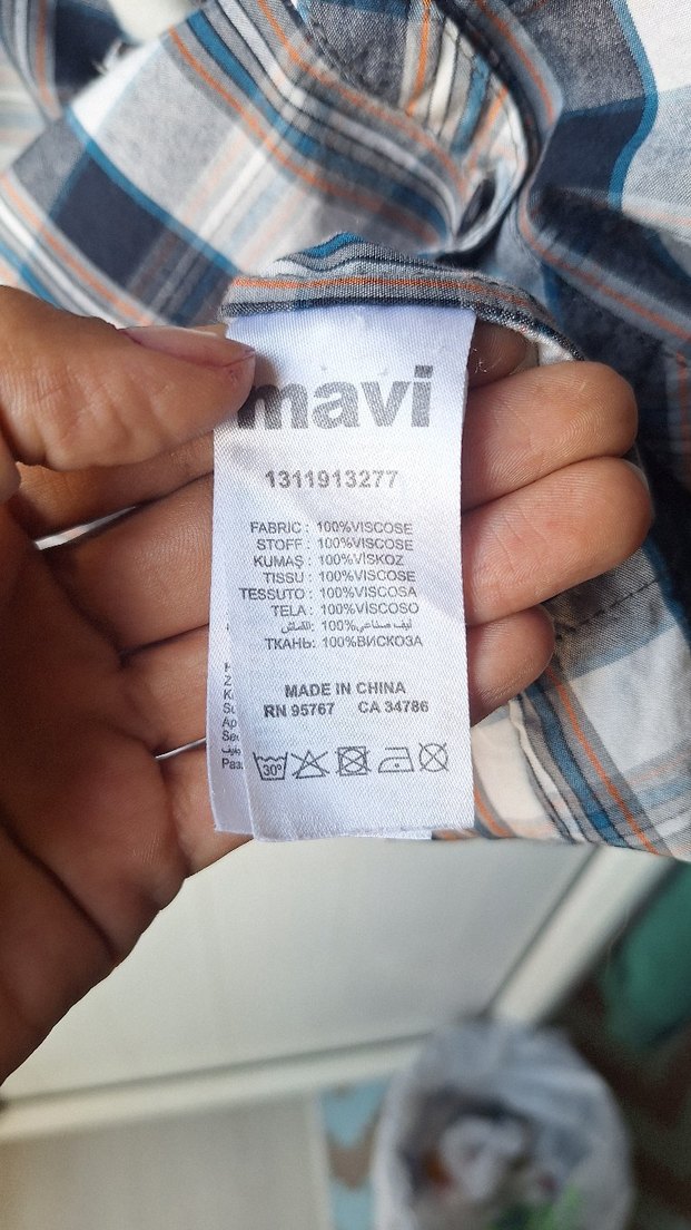 Mavi - Ekoseli Bol Kesim Elbise - Görsel 5