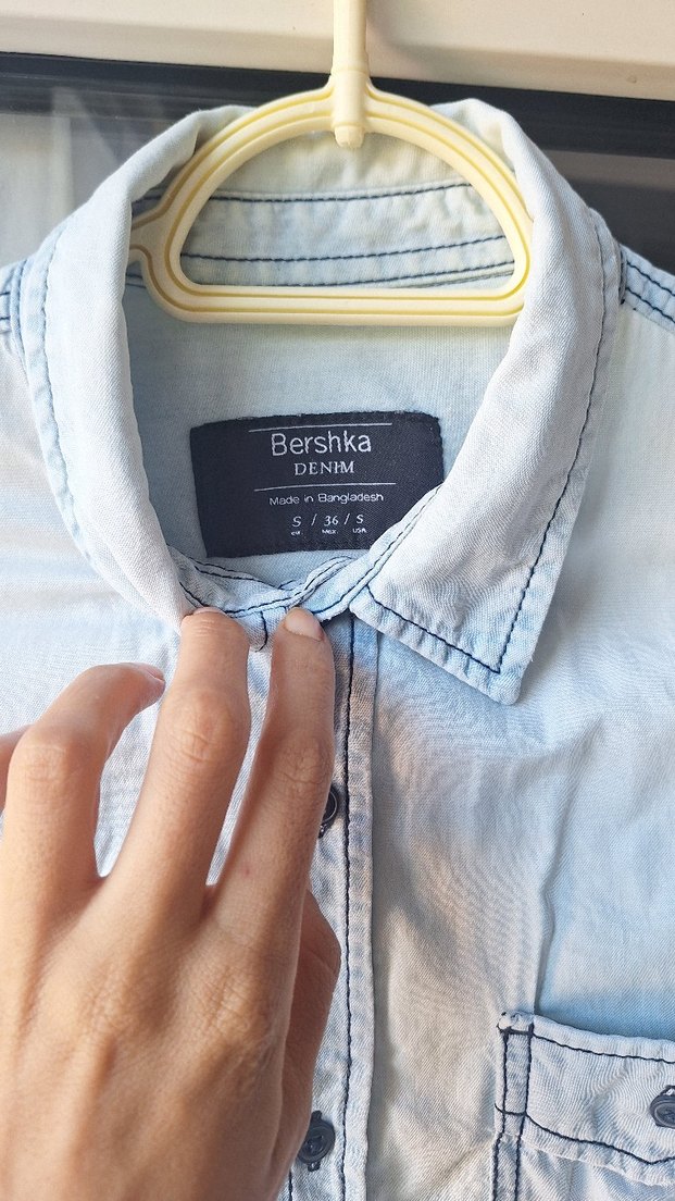 Bershka - Açık Denim Kadın Gömlek - Görsel 3