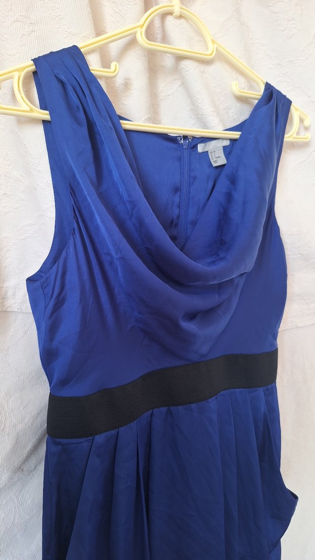 Lacivert Drapeli Midi Kadın Elbise - Görsel 4