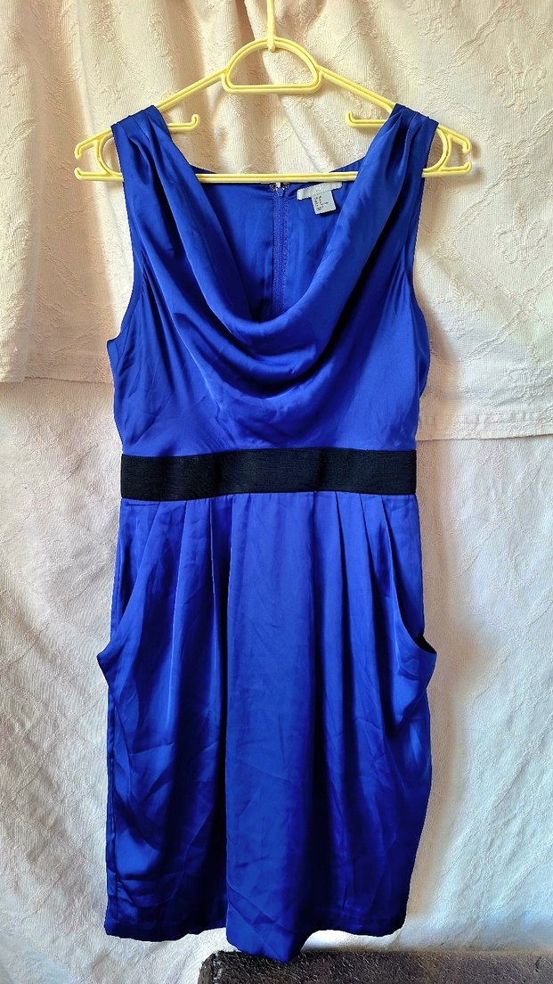 Lacivert Drapeli Midi Kadın Elbise - Görsel 3