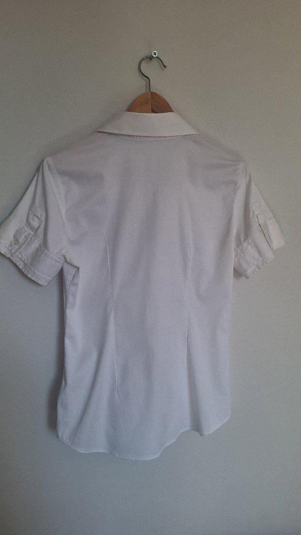 Network - Düğmeli Beyaz Kısa Kollu Kadın Gömlek - Görsel 2