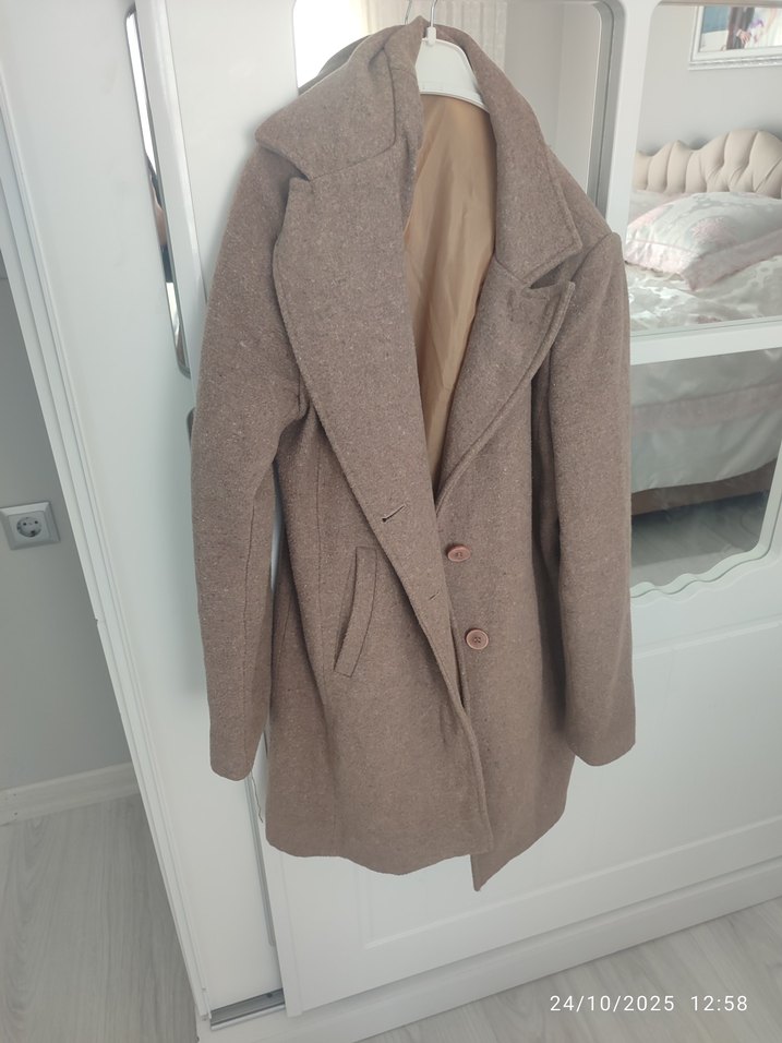 Klasik Bej Kadın Kaban - Görsel 2