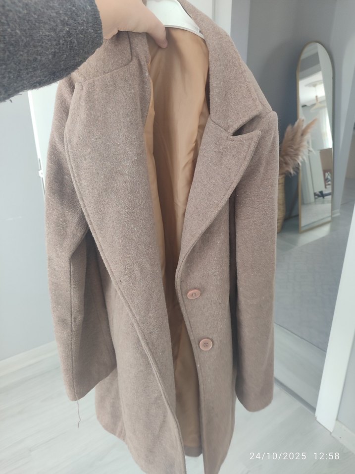 Klasik Bej Kadın Kaban - Görsel 3