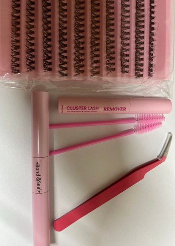 Pastel Pembe Takma Kirpik Seti ve Remover - Görsel 2