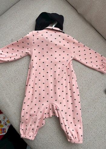 Düğmeli Pembe Puantiyeli Kız Bebek Tulum - Görsel 2