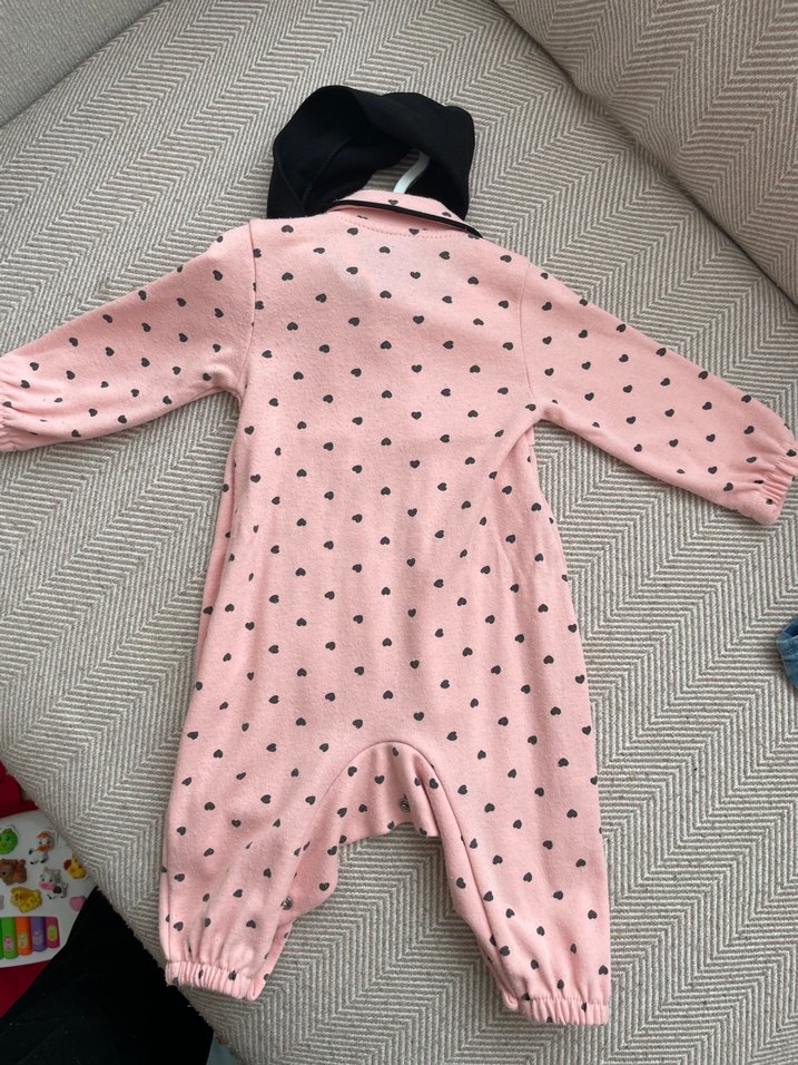 Düğmeli Pembe Puantiyeli Kız Bebek Tulum - Görsel 2