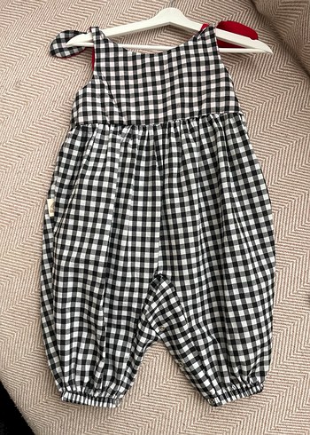 Kız Bebek Ekoseli Fiyonklu Tulum - Görsel 2