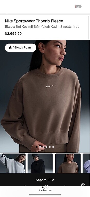 xs Beden mor Renk 0 orjinal nike sweat