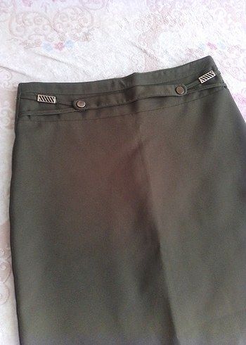 Kadın Haki Uzun Kemerli Etek - Görsel 2