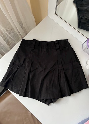 Siyah Deri Kemerli Mini Etek - Görsel 2