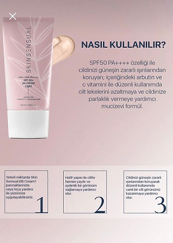 Skin Sensual SPF 50+ BB Krem Light Beige - Görsel 3